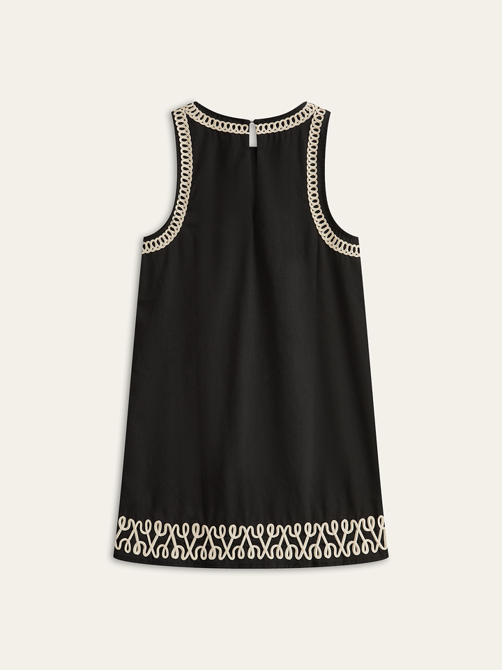 Robe Courte Sans Manches Brodée