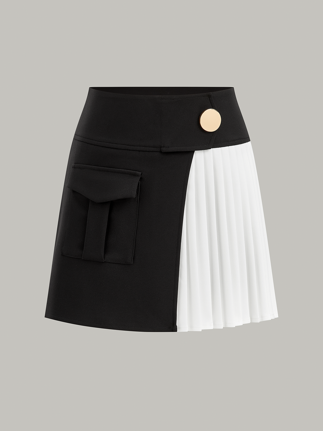 Jupe Mini Plissée à Panneaux Contrastants