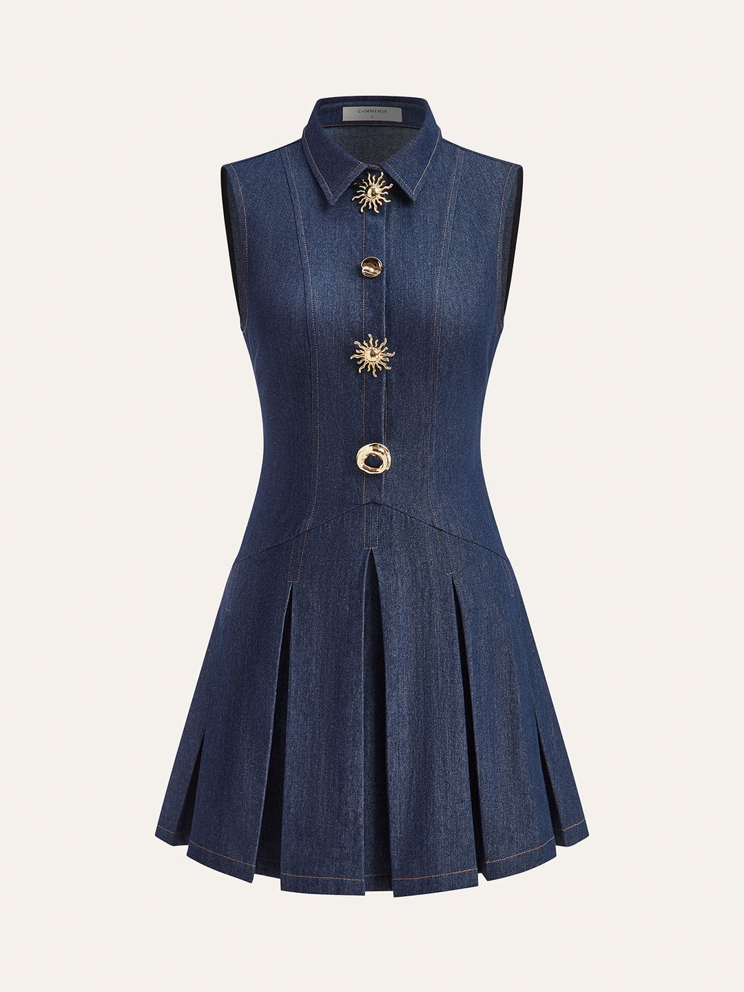 Denim Robe Chemise Sans Manches à Plis