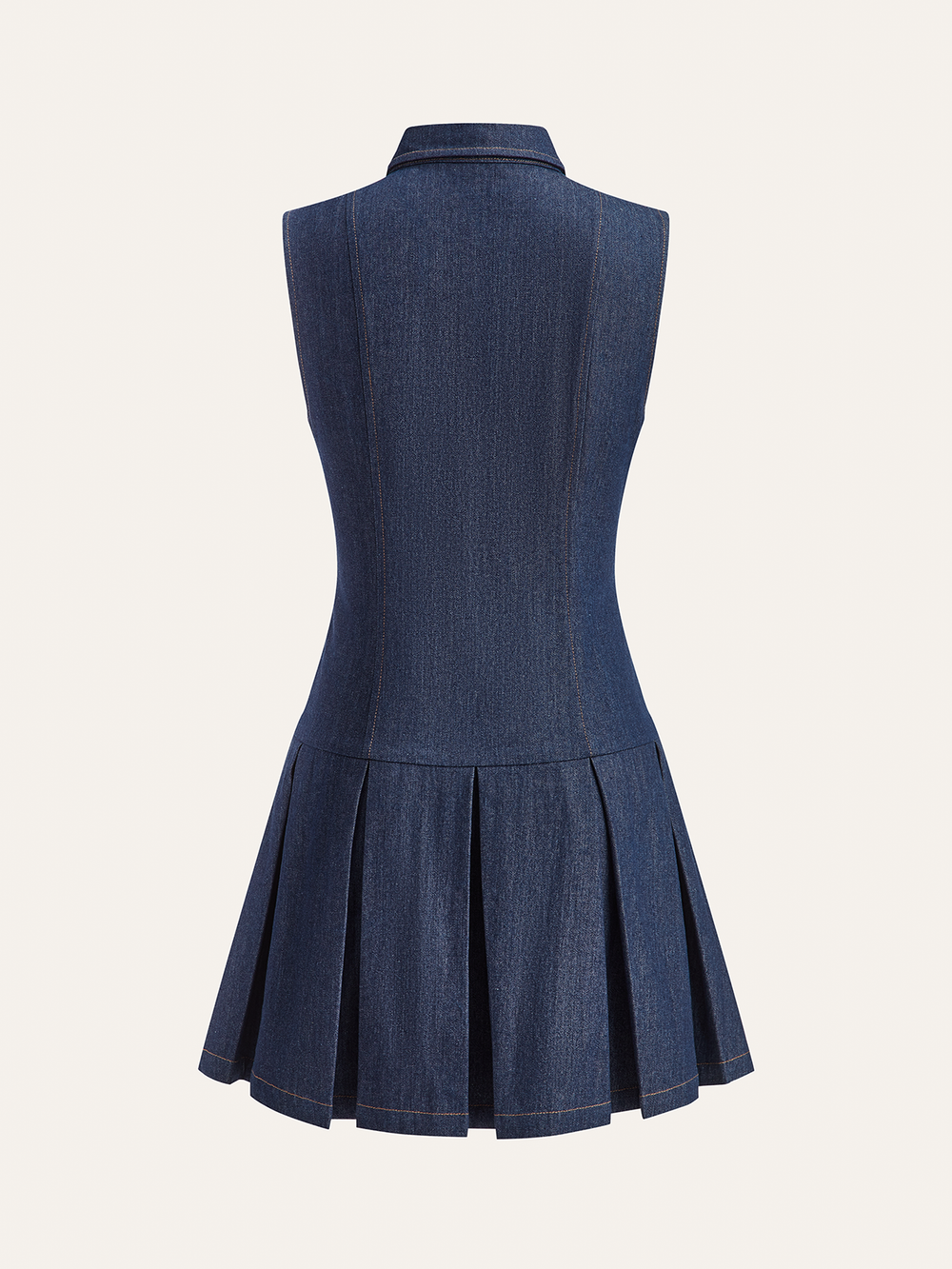 Denim Robe Chemise Sans Manches à Plis
