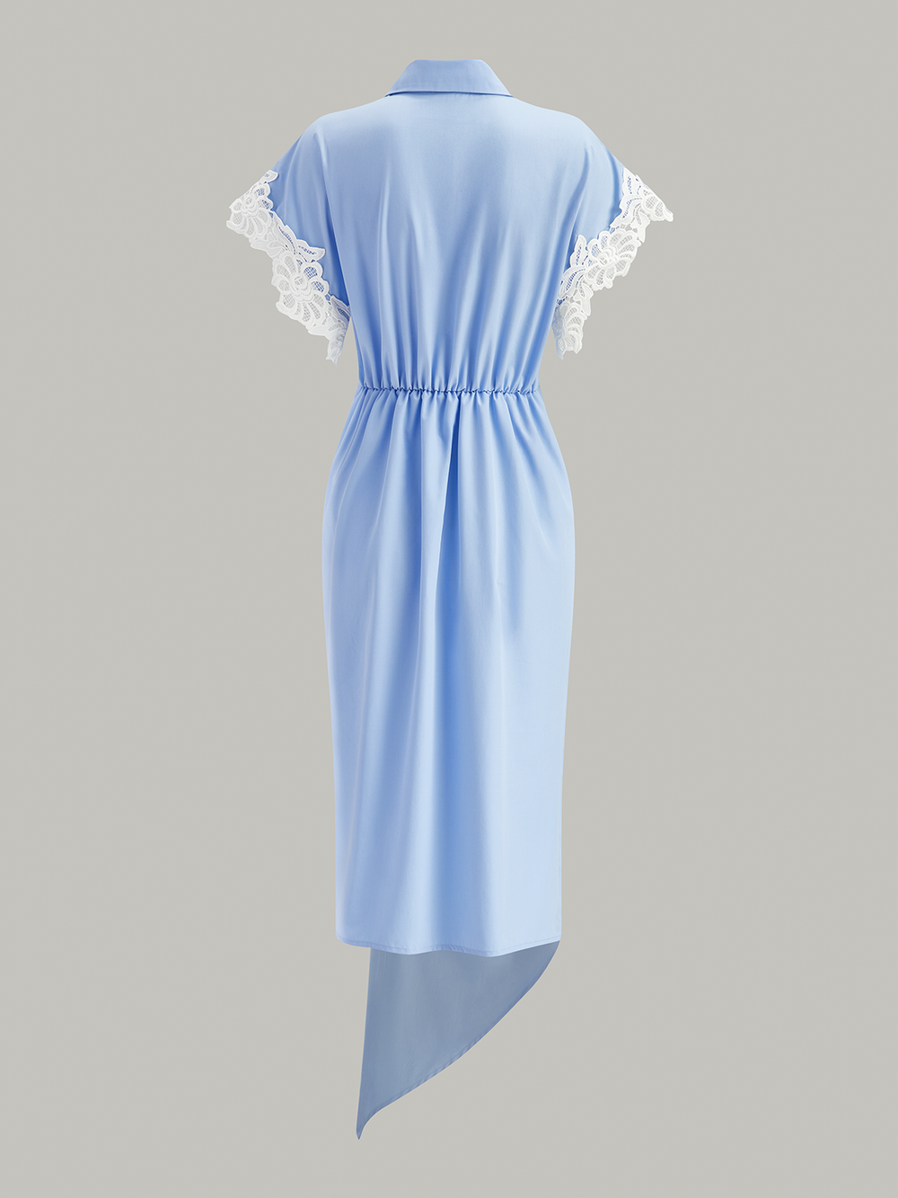 Robe Chemise Asymétrique à Bordure en Dentelle