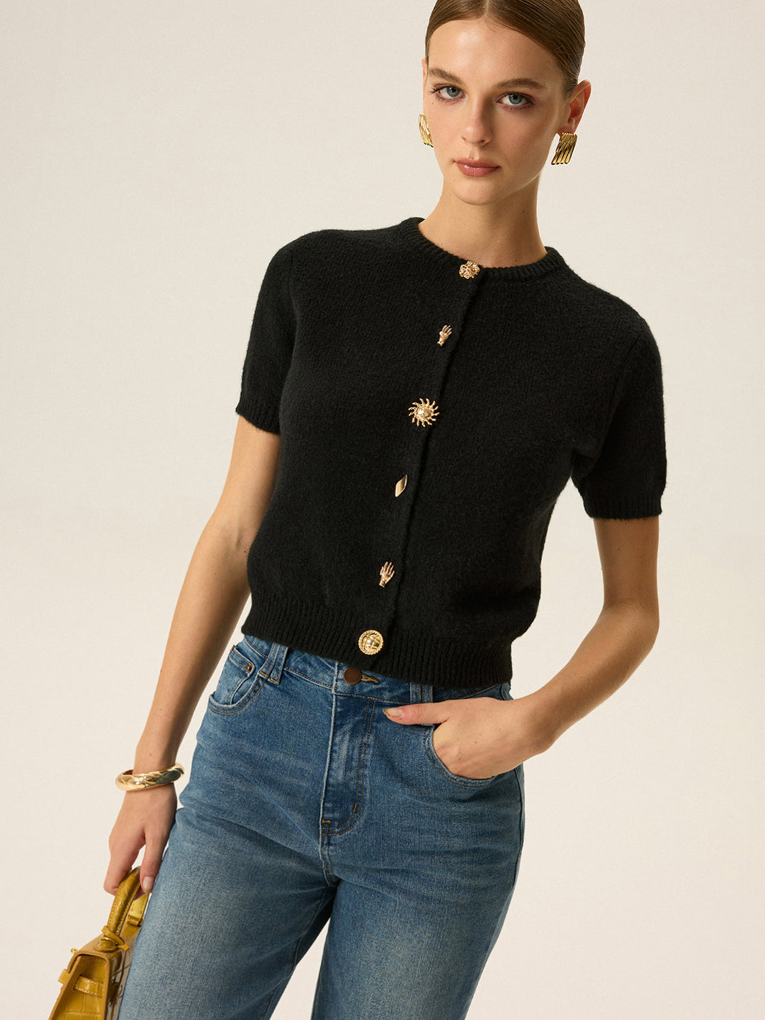 Cardigan en tricot avec détails métalliques