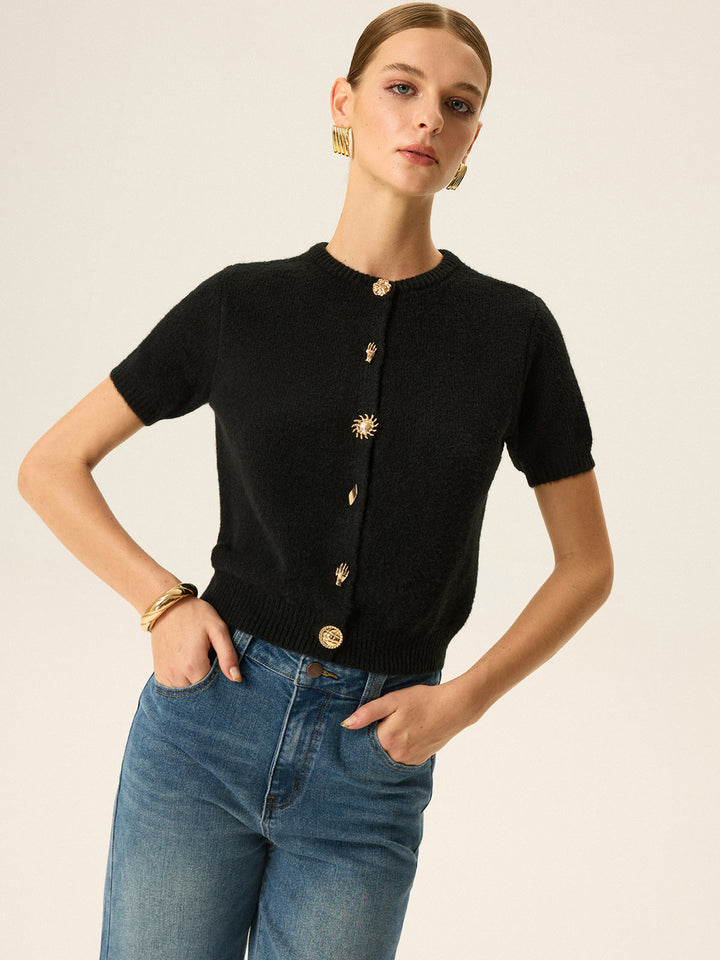 Cardigan en tricot avec détails métalliques