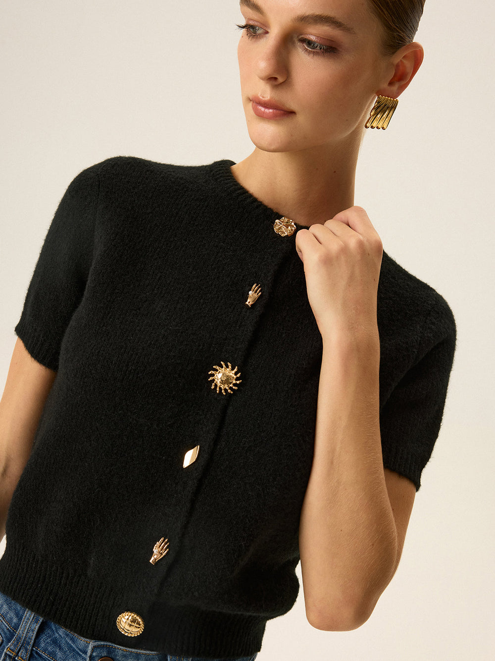 Cardigan en tricot avec détails métalliques