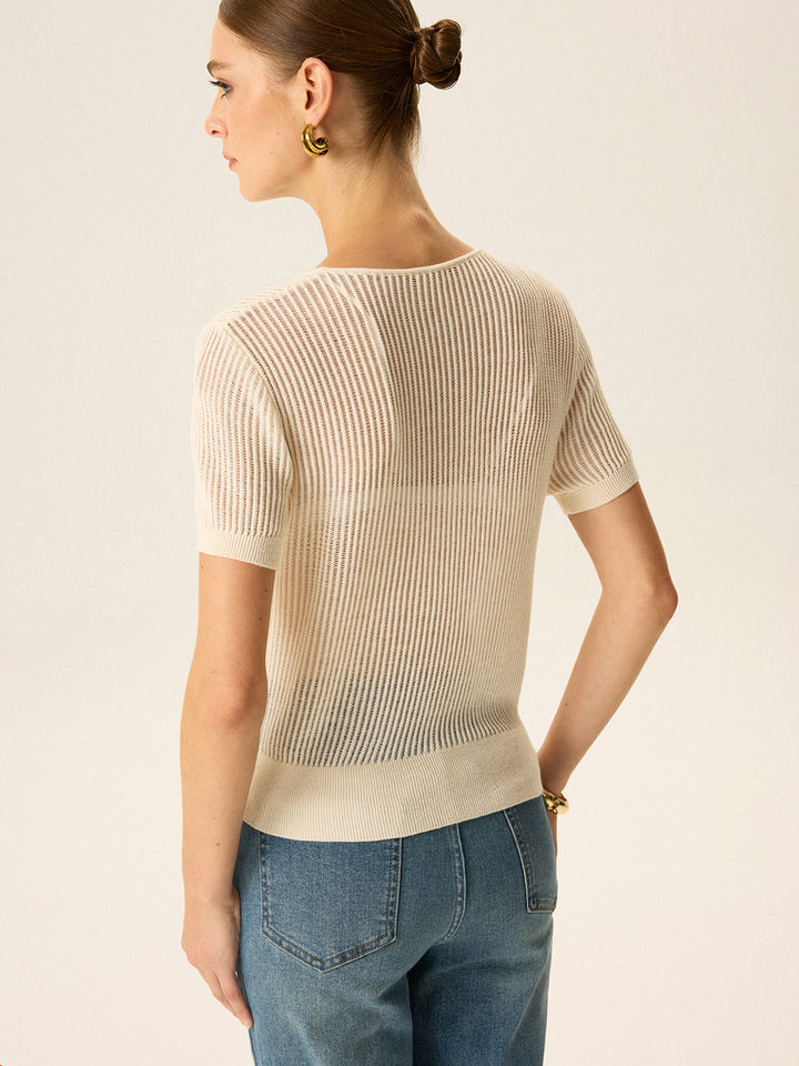 Haut en tricot asymétrique à boutons