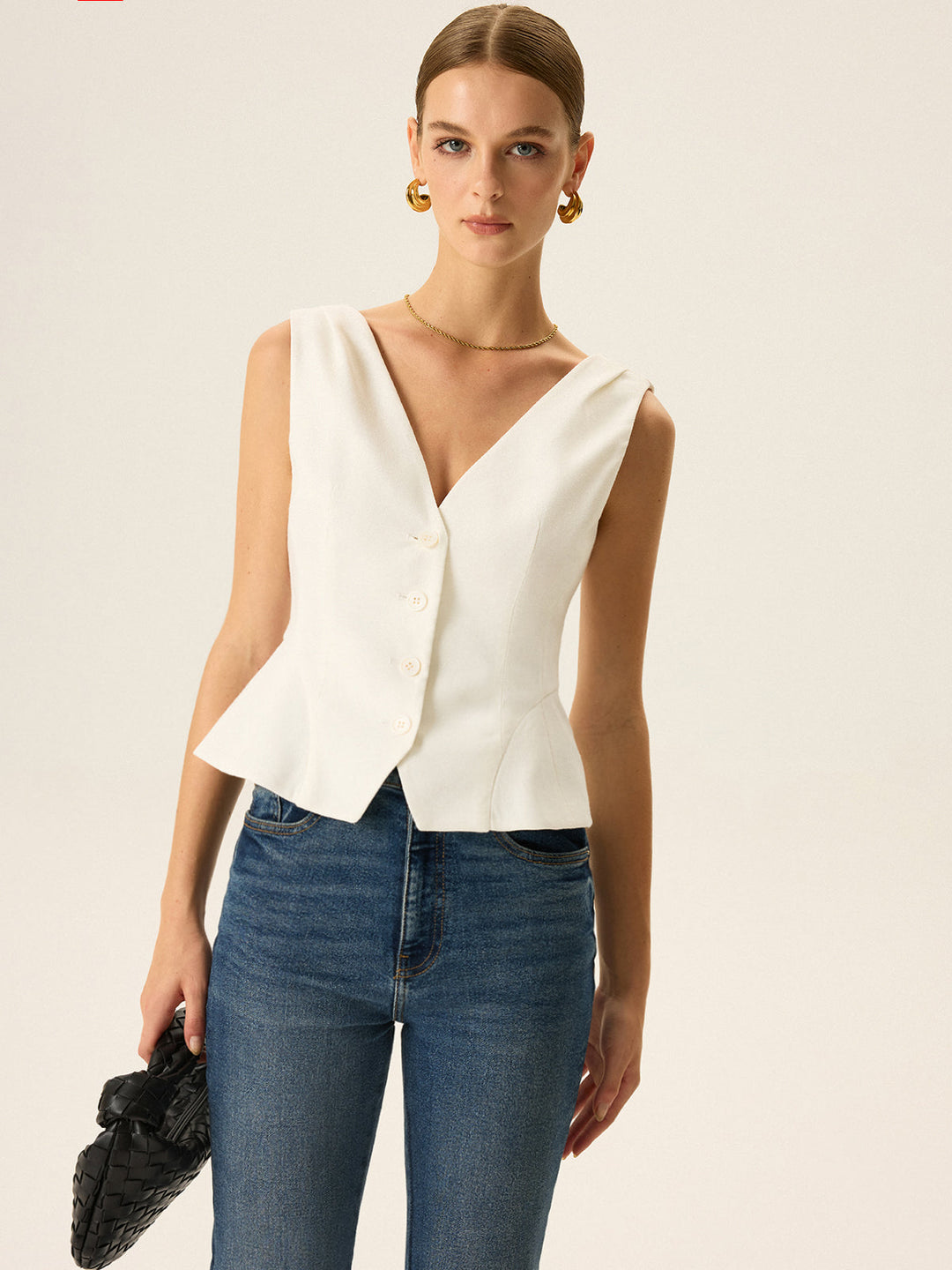 Gilet Péplum à Boutons