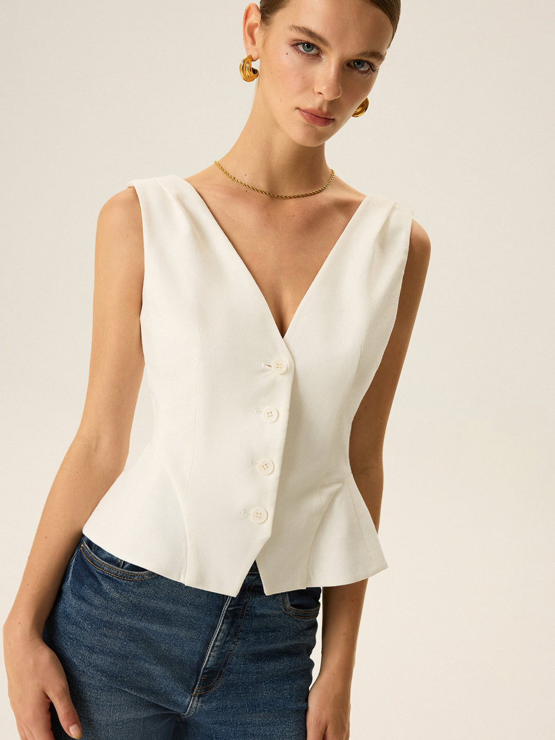 Gilet Péplum à Boutons