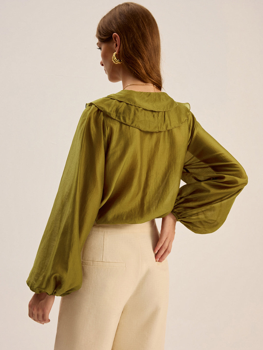 Blouse à volants en Tencel semi-transparent