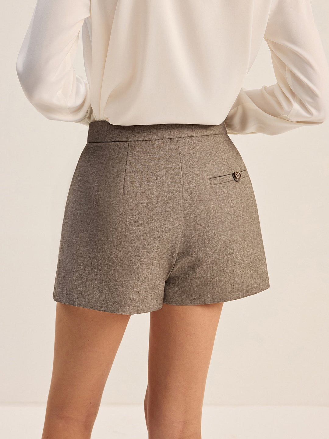 Shorts Plissés en Mélange de Coton