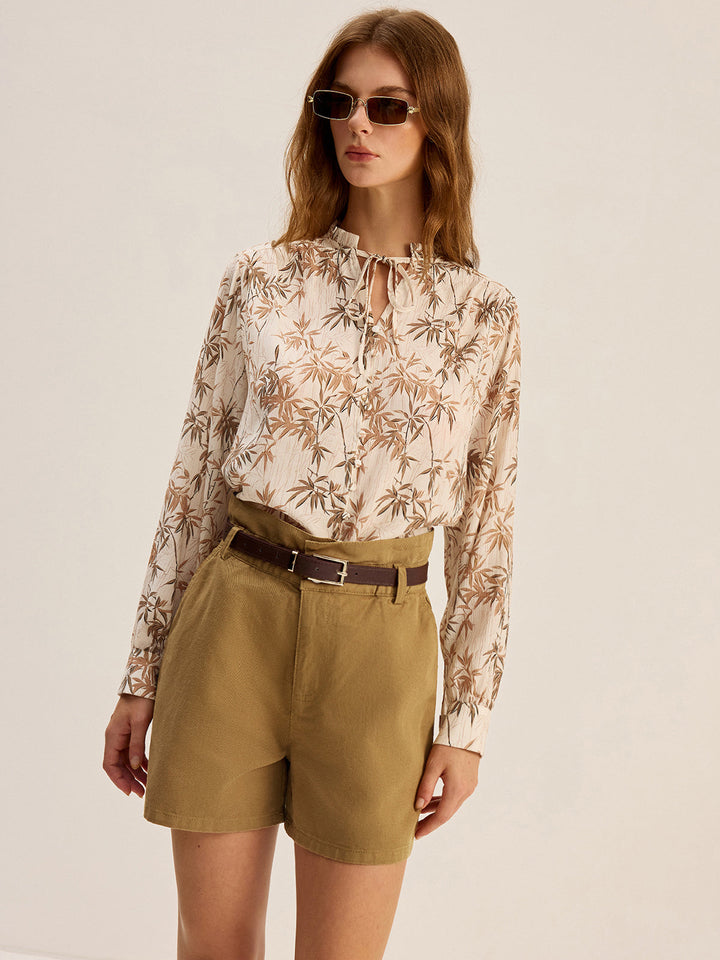 Short en jean taille mi-haute ceinturé