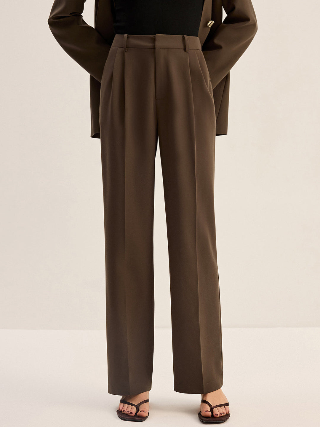 Pantalon plissé taille haute