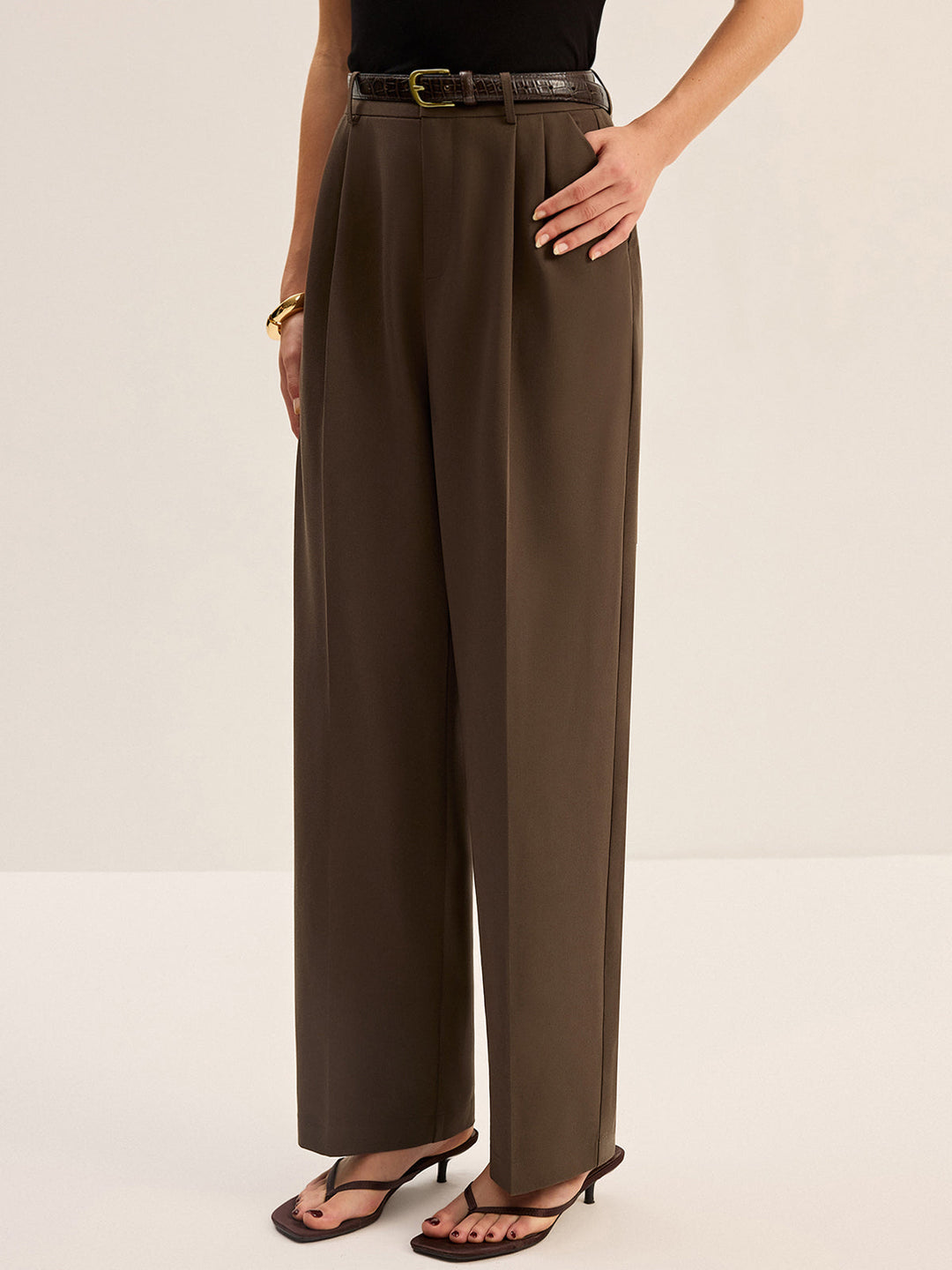 Pantalon plissé taille haute
