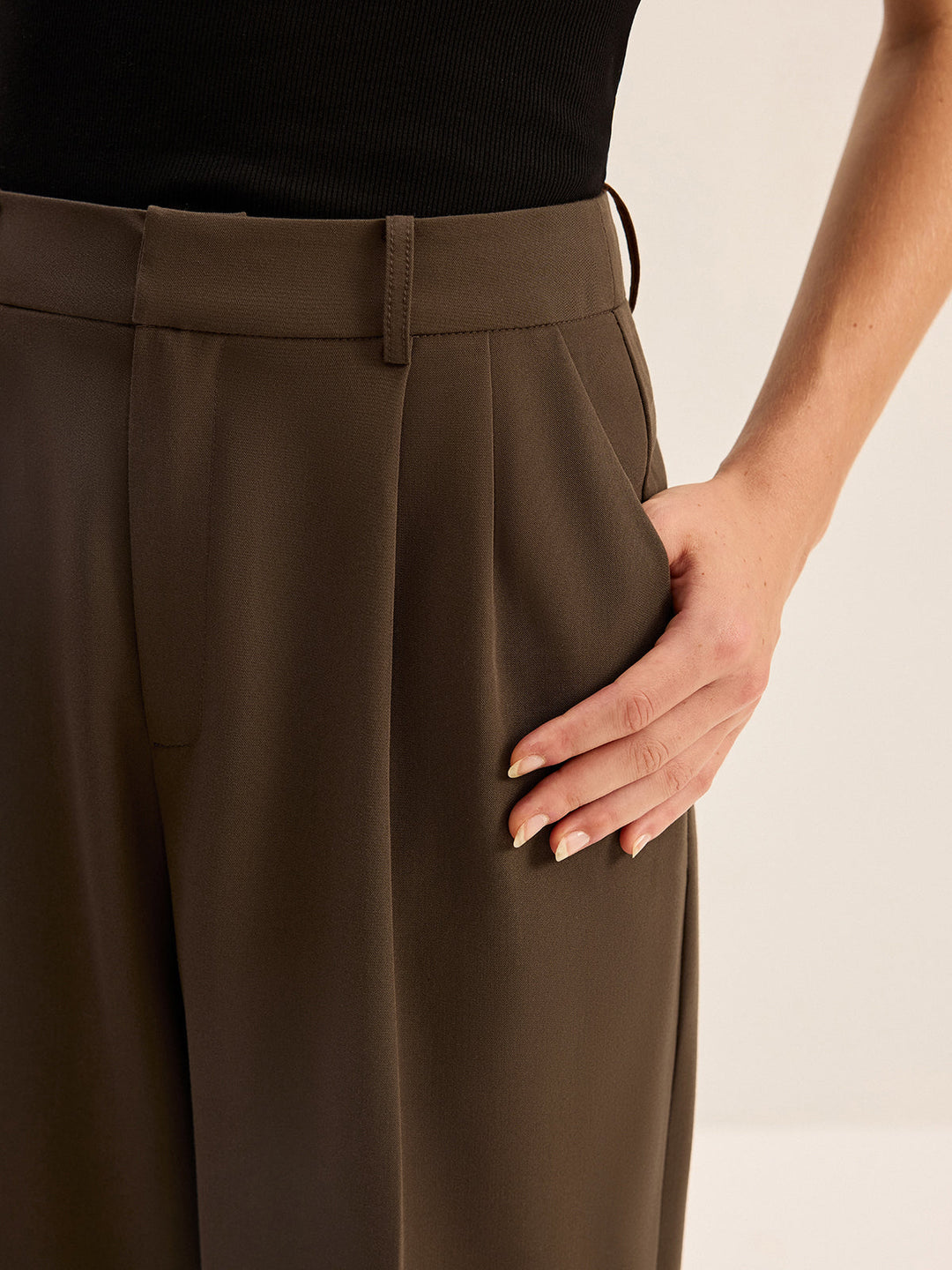 Pantalon plissé taille haute