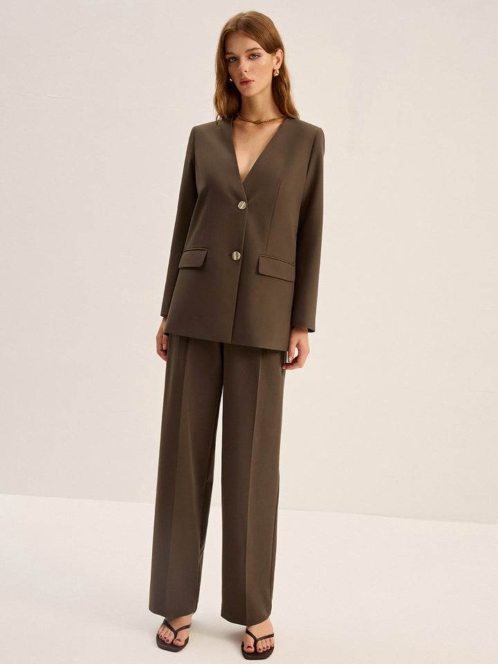 Pantalon plissé taille haute