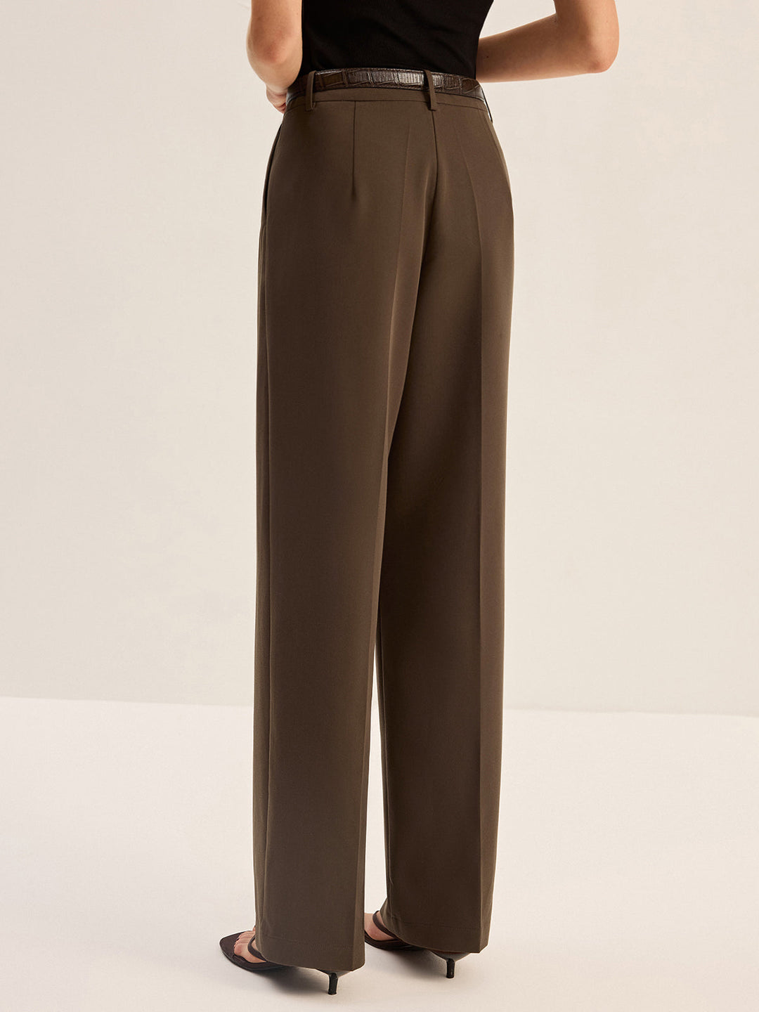 Pantalon plissé taille haute