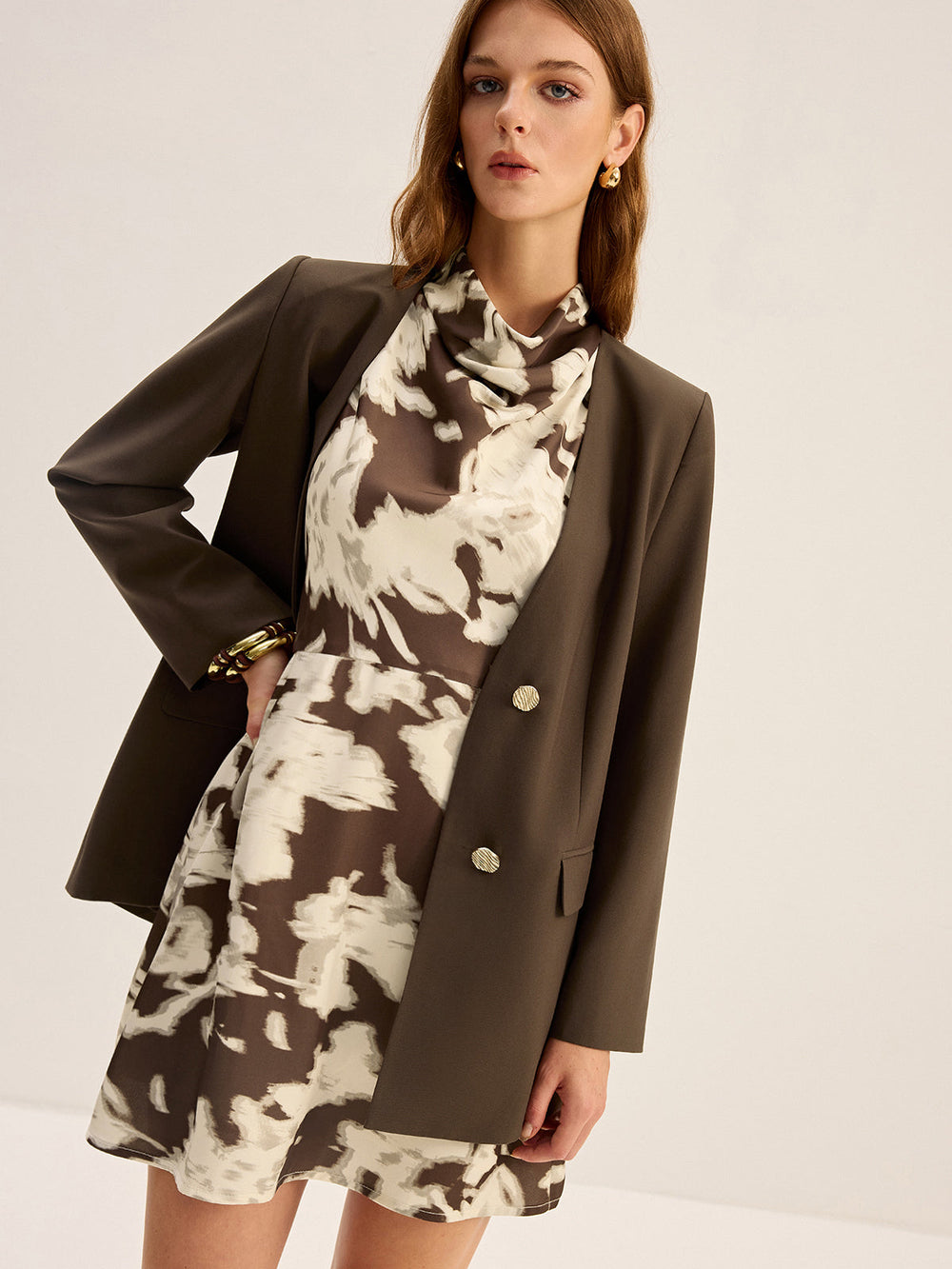 Robe Mini Col Ras Du Cou À Imprimé Flou