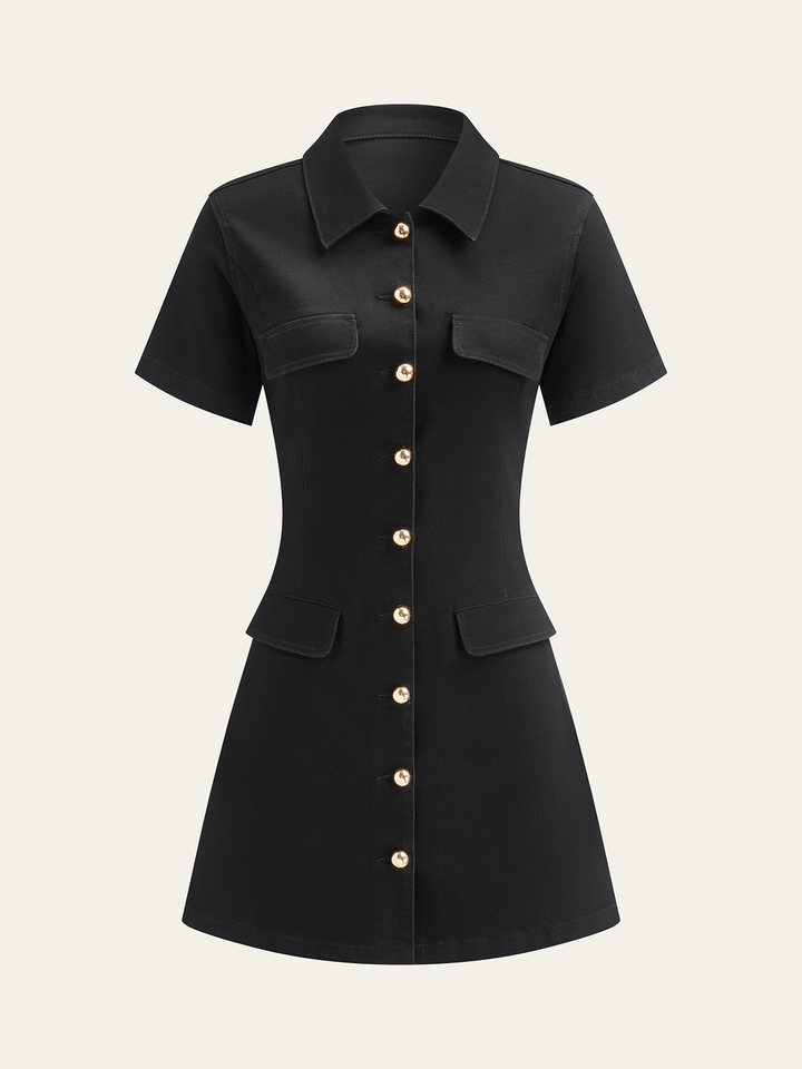 Robe Chemise Boutonnée en Denim
