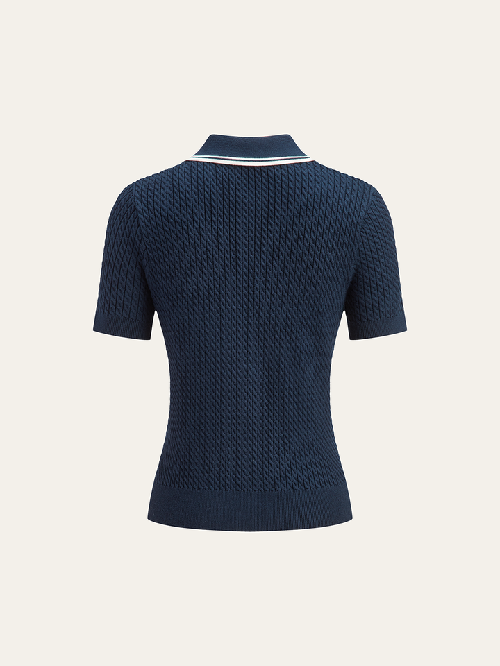 Haut en Tricot à Revers Plissé