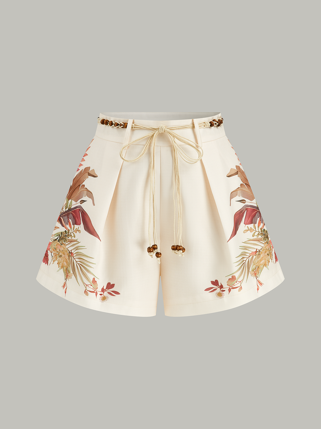Short en jean taille mi-haute tropical à ceinture