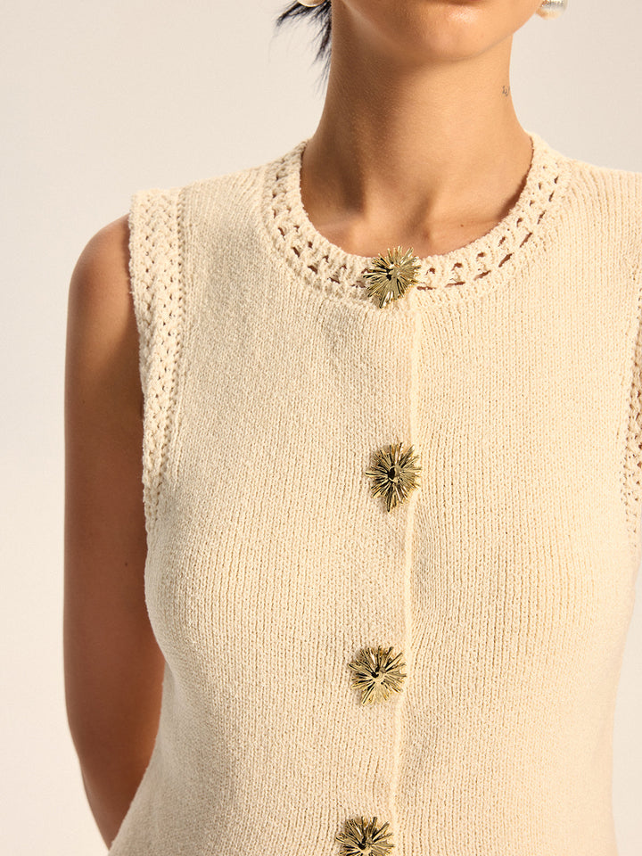 Gilet en maille à bordure crochet
