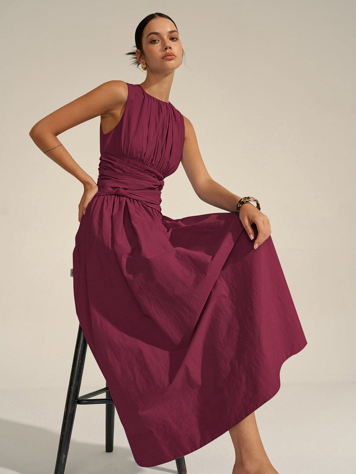 Robe Longue à Taille Froncée