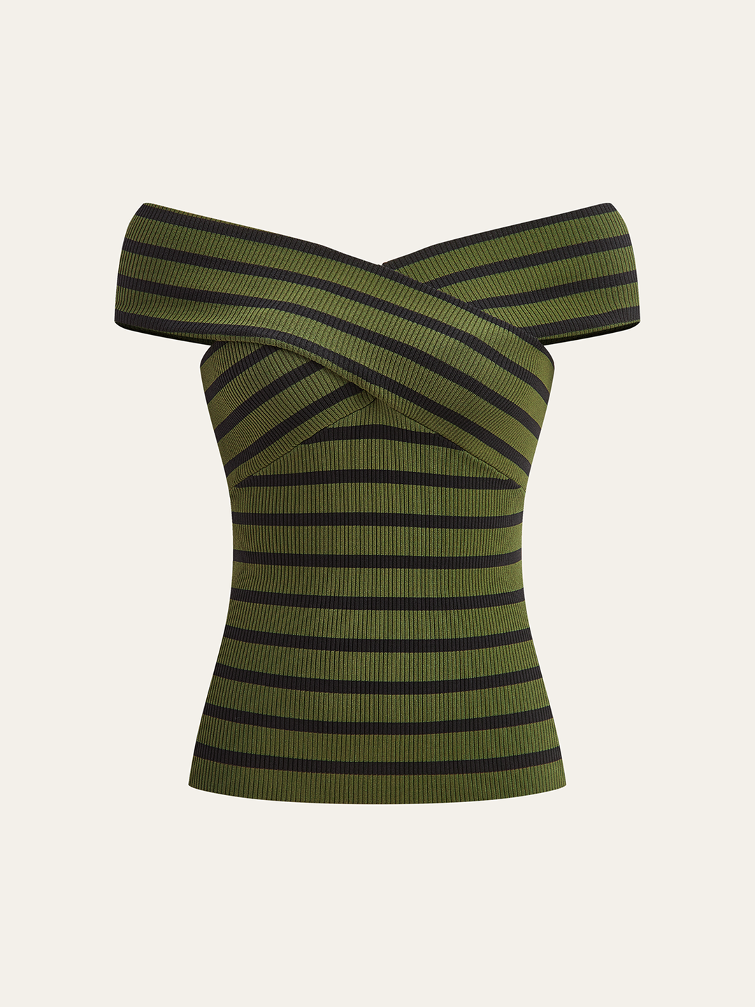 Haut en tricot à épaules dénudées et rayures