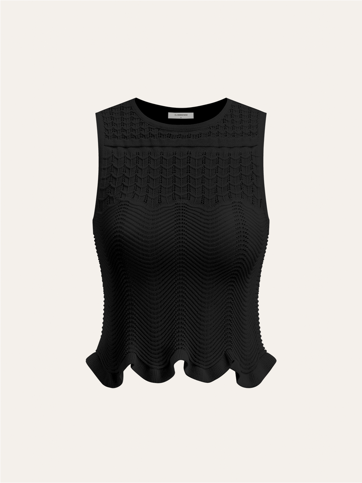 Haut en tricot sans manches à motif ondulé