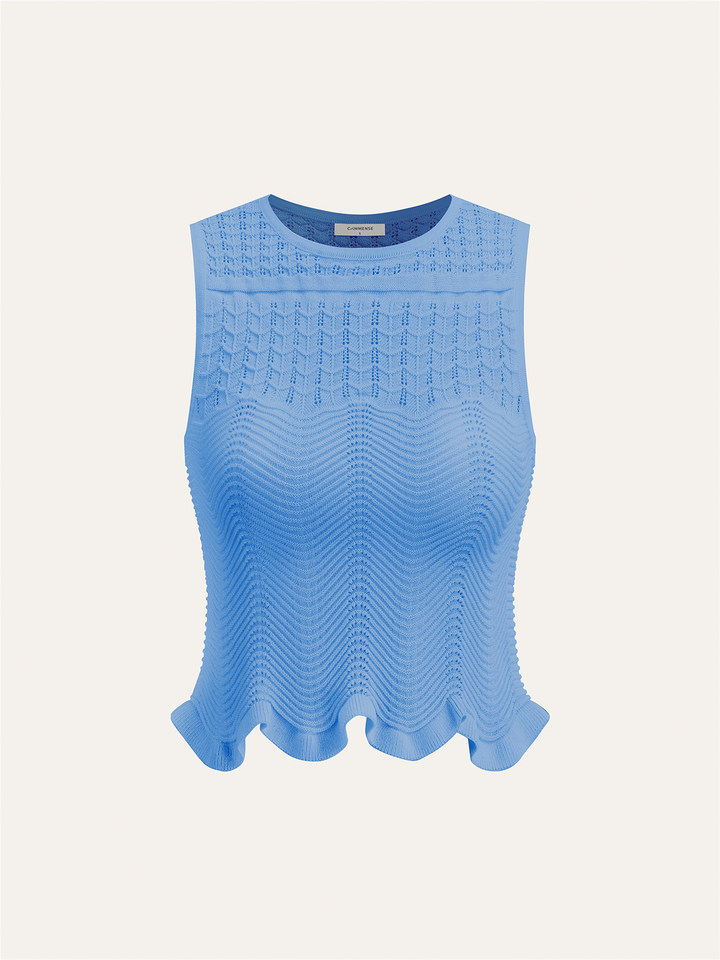 Haut en tricot sans manches à motif ondulé