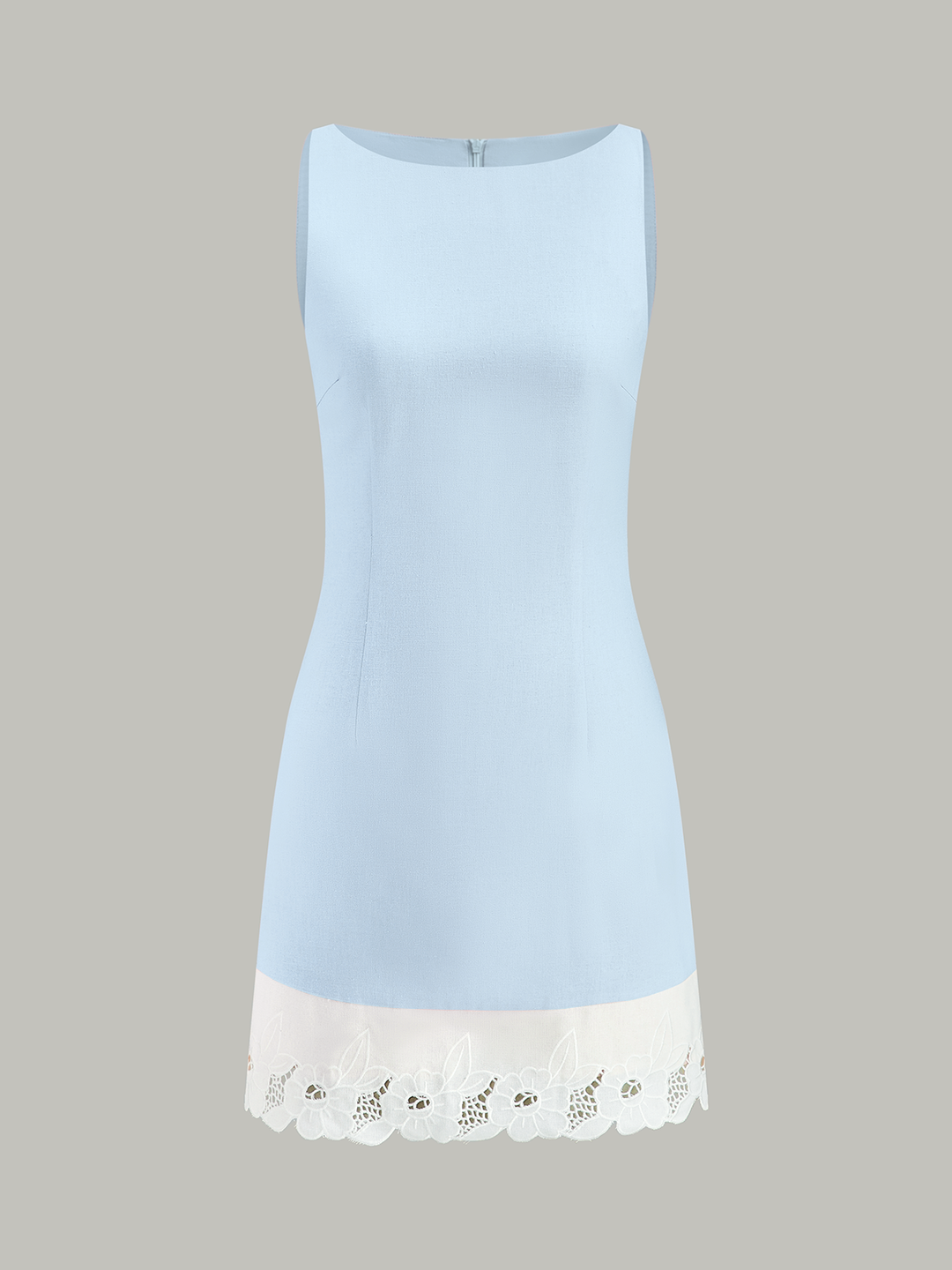 Robe Mini en Coton et Lin avec Bordure Brodé