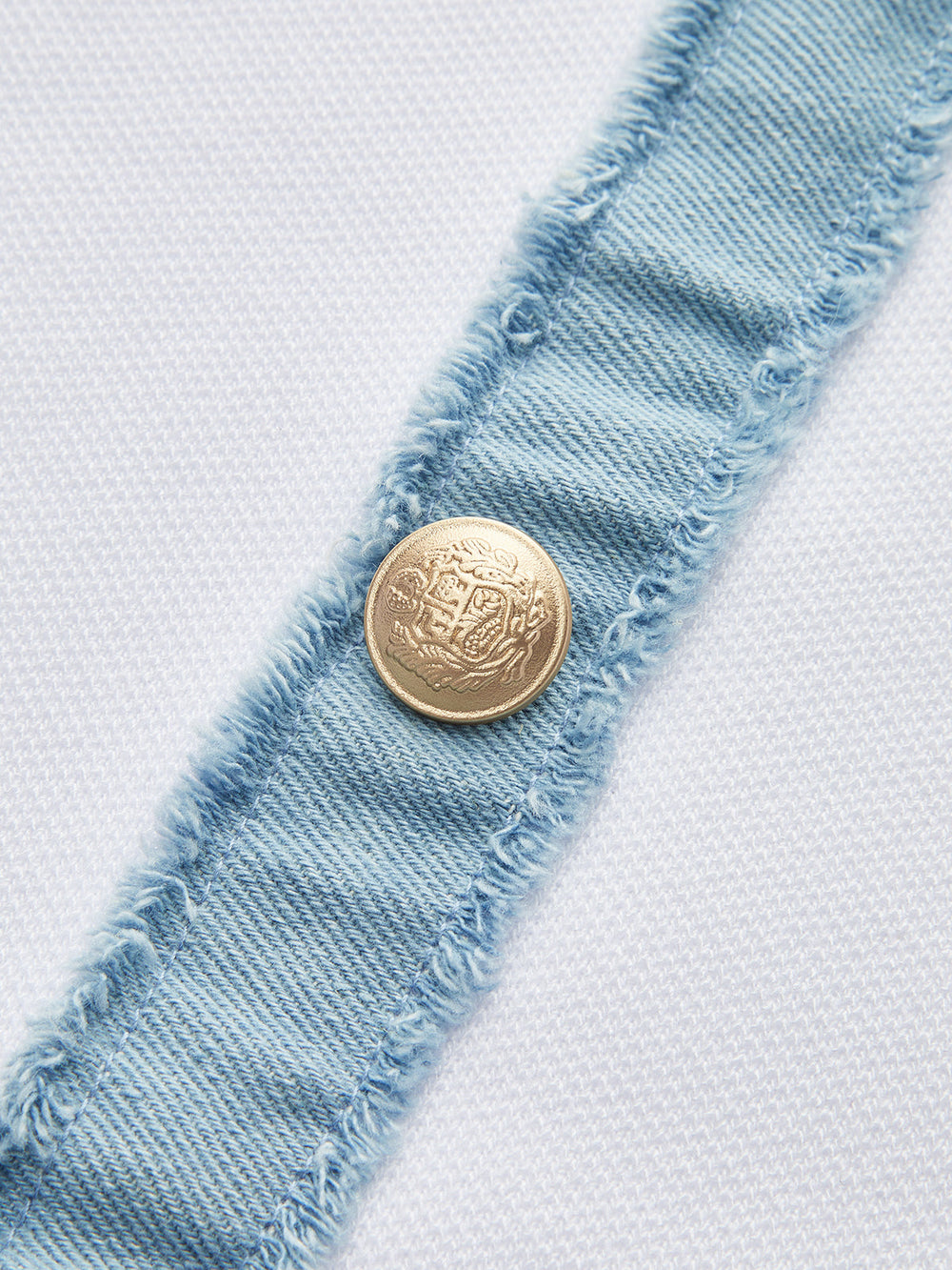 Robe Midi Boutonnée à Volants avec Garniture en Denim