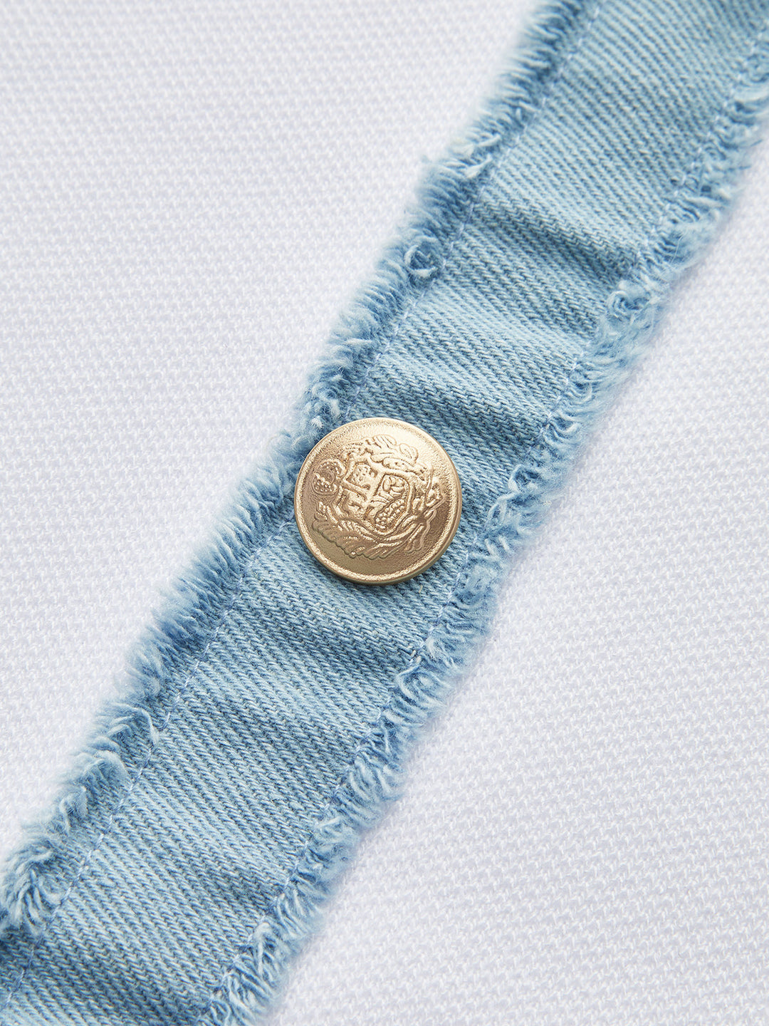 Robe Midi Boutonnée à Volants avec Garniture en Denim