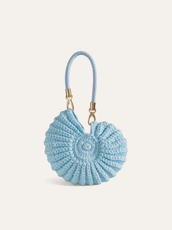 Sac à main en forme de conque au crochet
