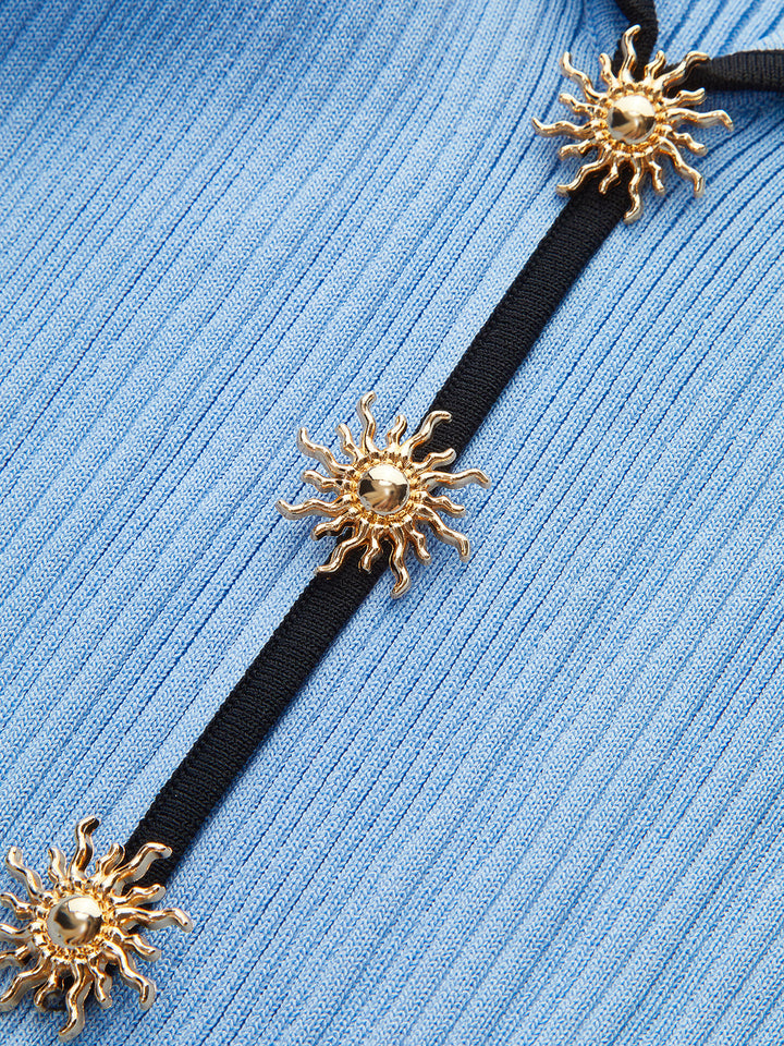 Robe en tricot à revers contrastant