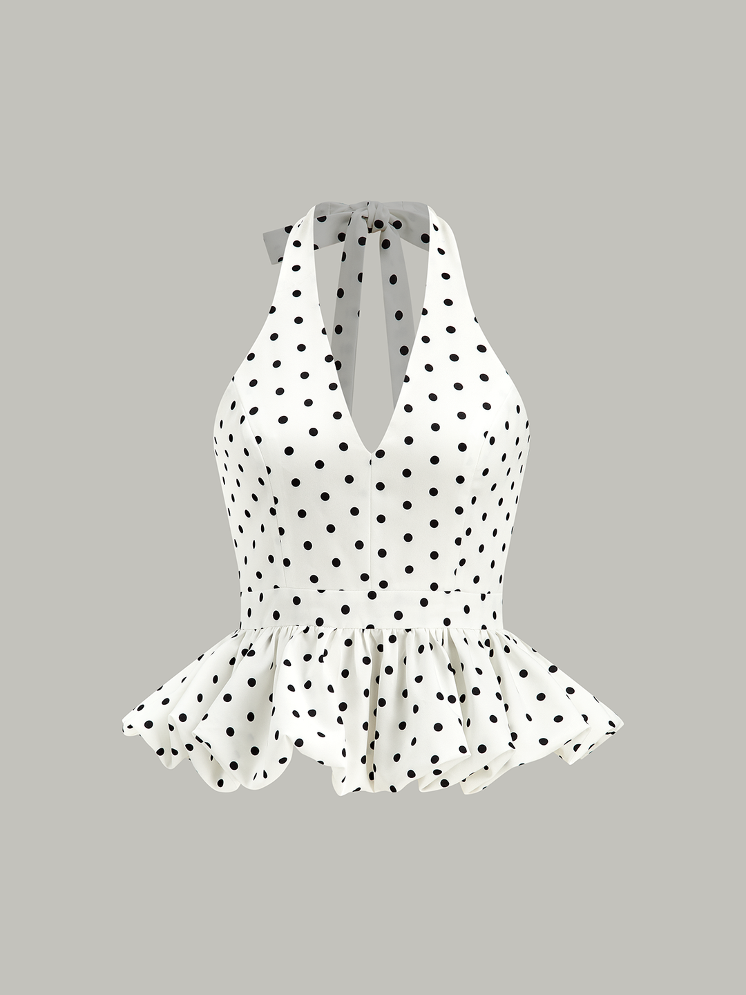 Haut Péplum à Pois et Col Bardot