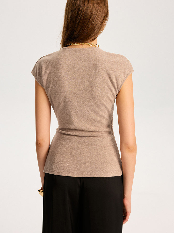 Top en tricot à manches courtes avec détail métallique