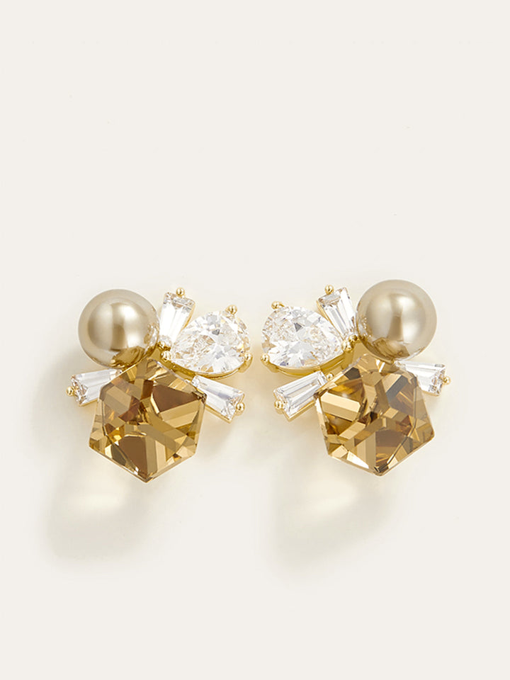 Boucles d'oreilles grappes de cristal et de perles
