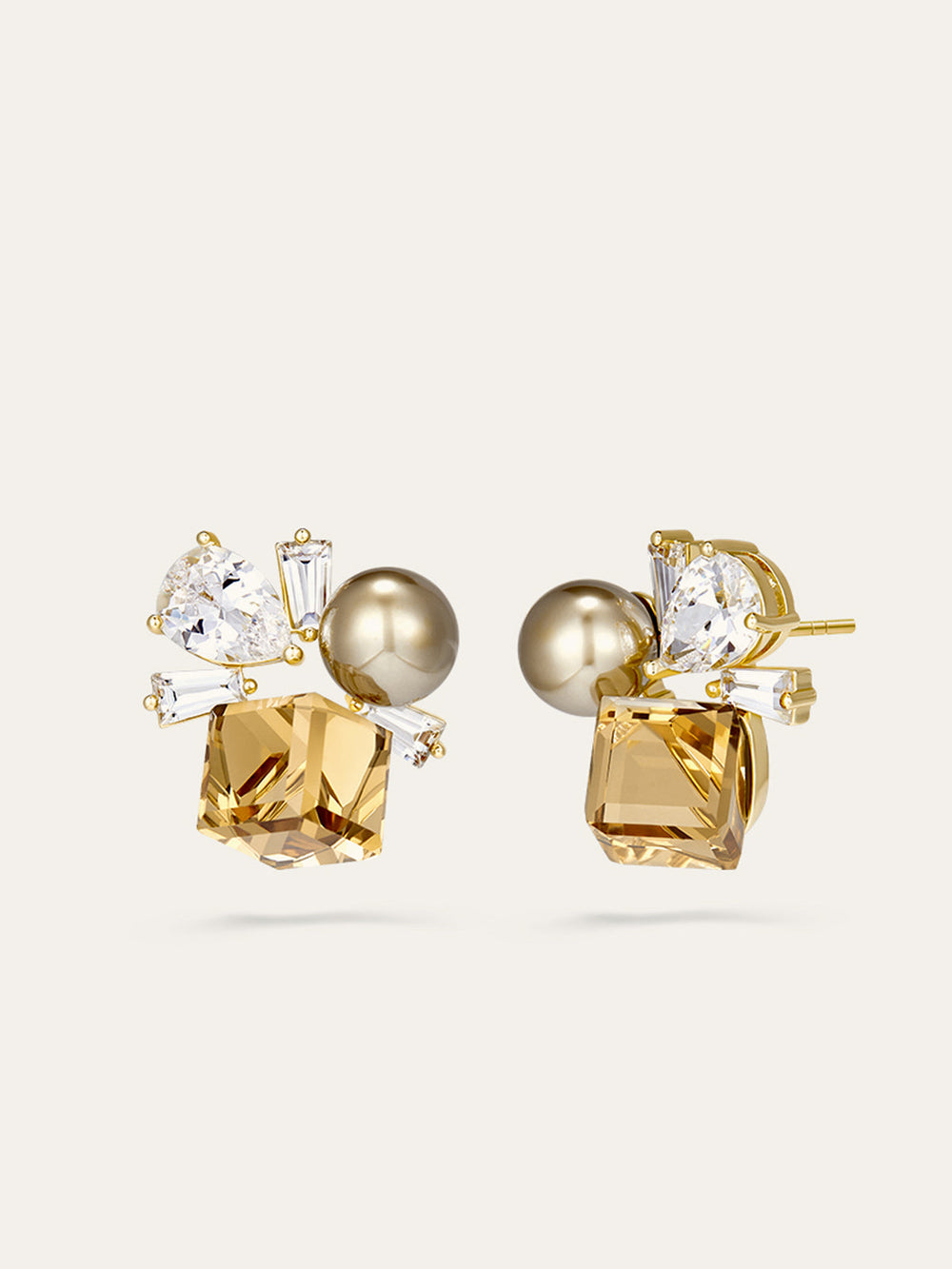 Boucles d'oreilles grappes de cristal et de perles