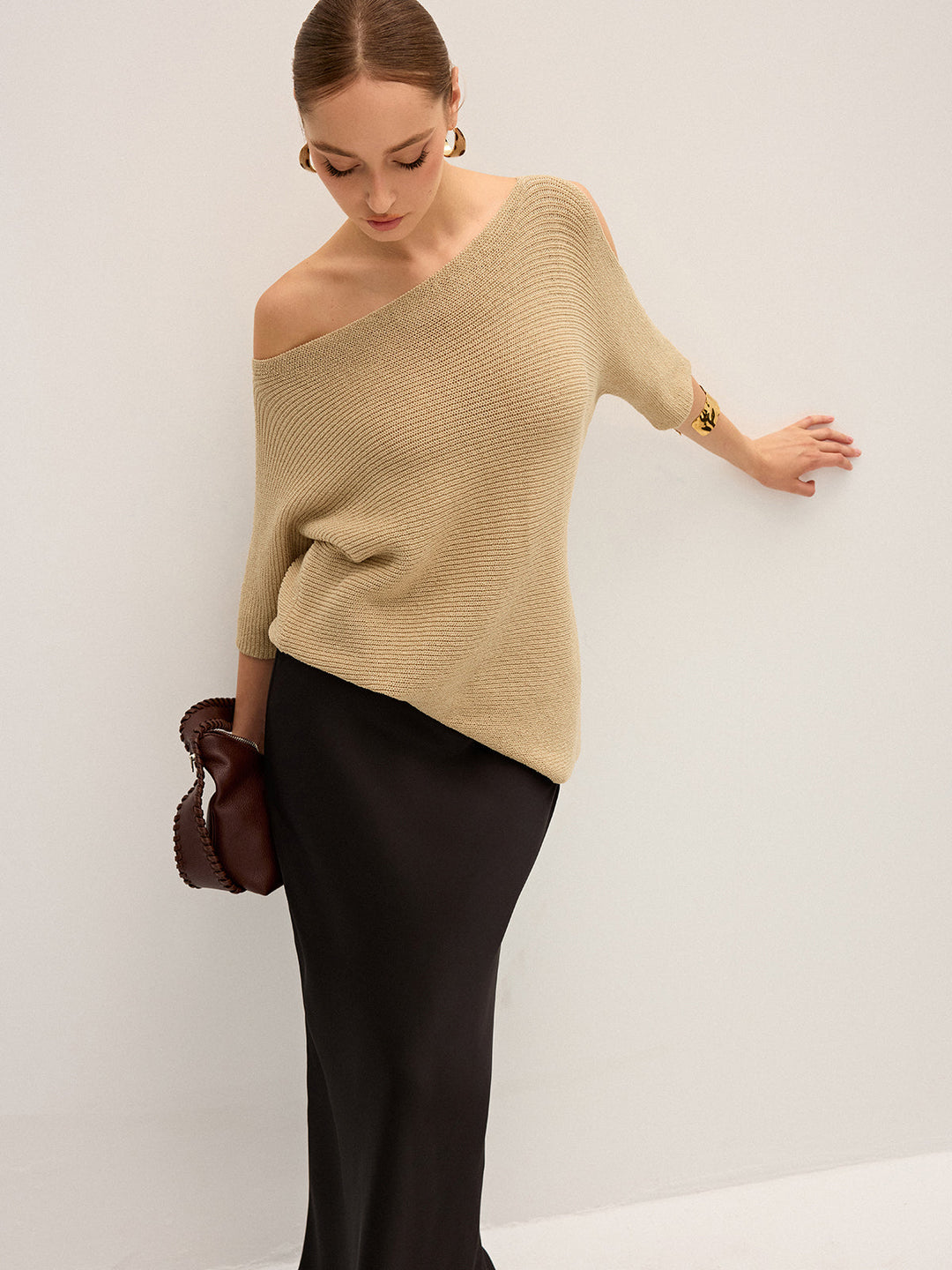 Haut en tricot asymétrique à une épaule