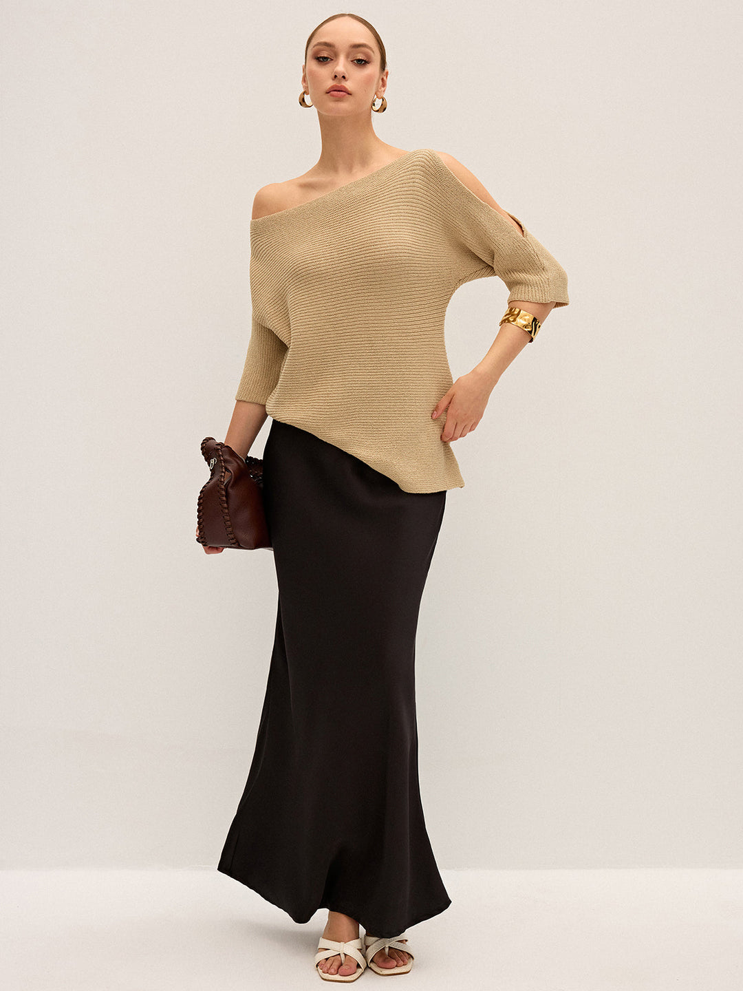 Haut en tricot asymétrique à une épaule