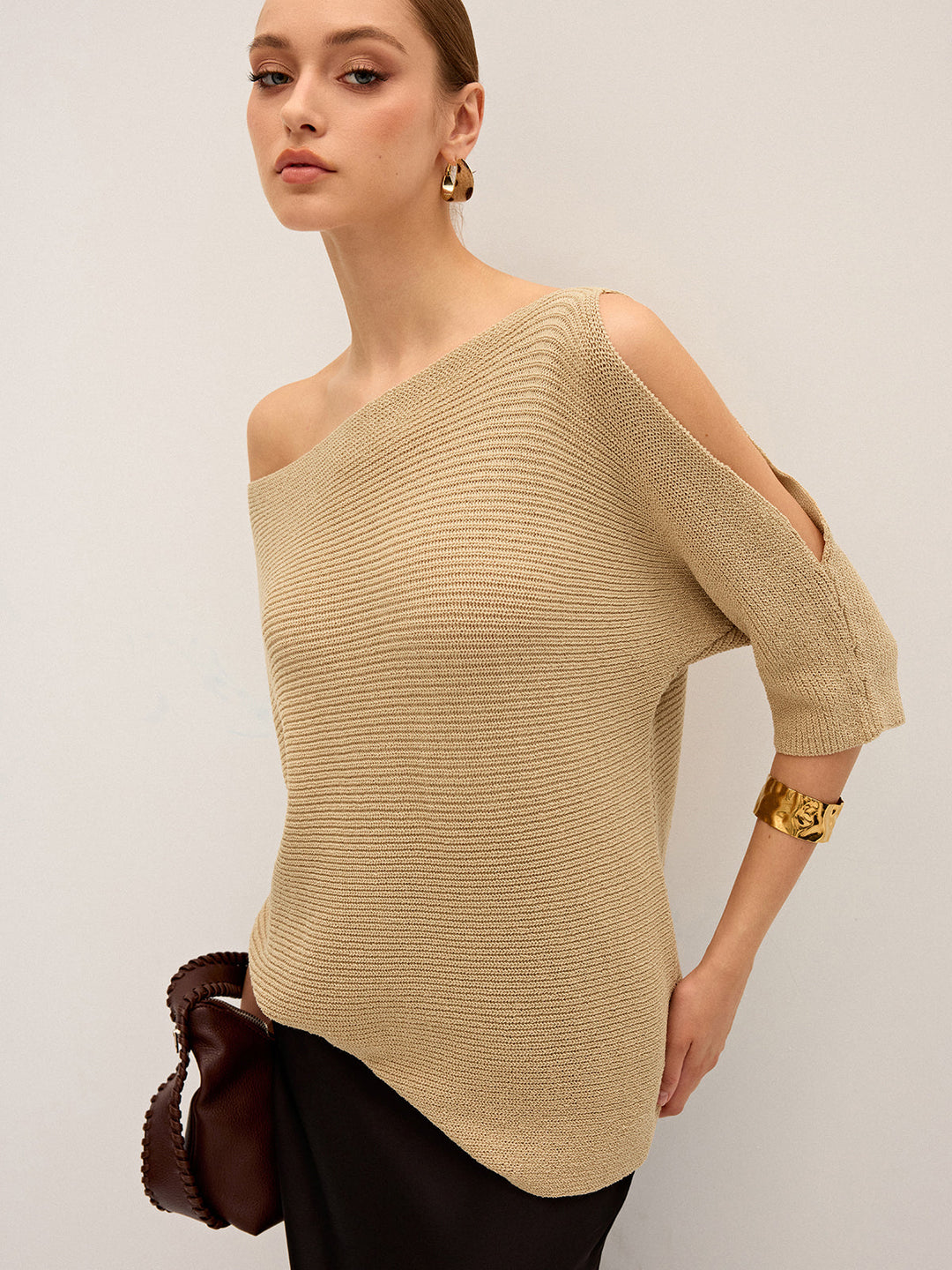 Haut en tricot asymétrique à une épaule