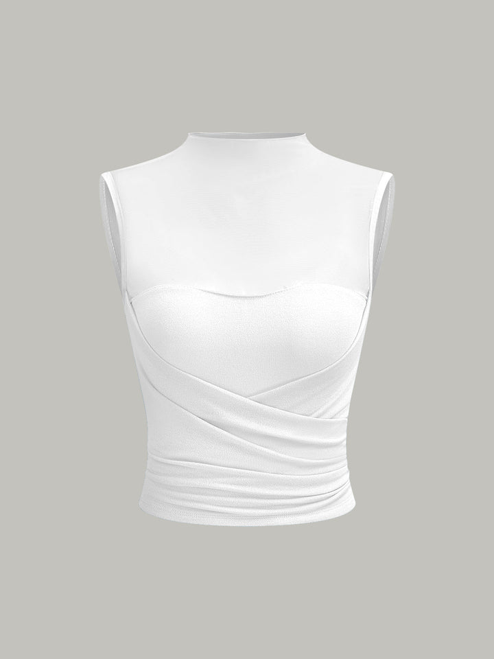 Haut enveloppant en mesh semi-transparent