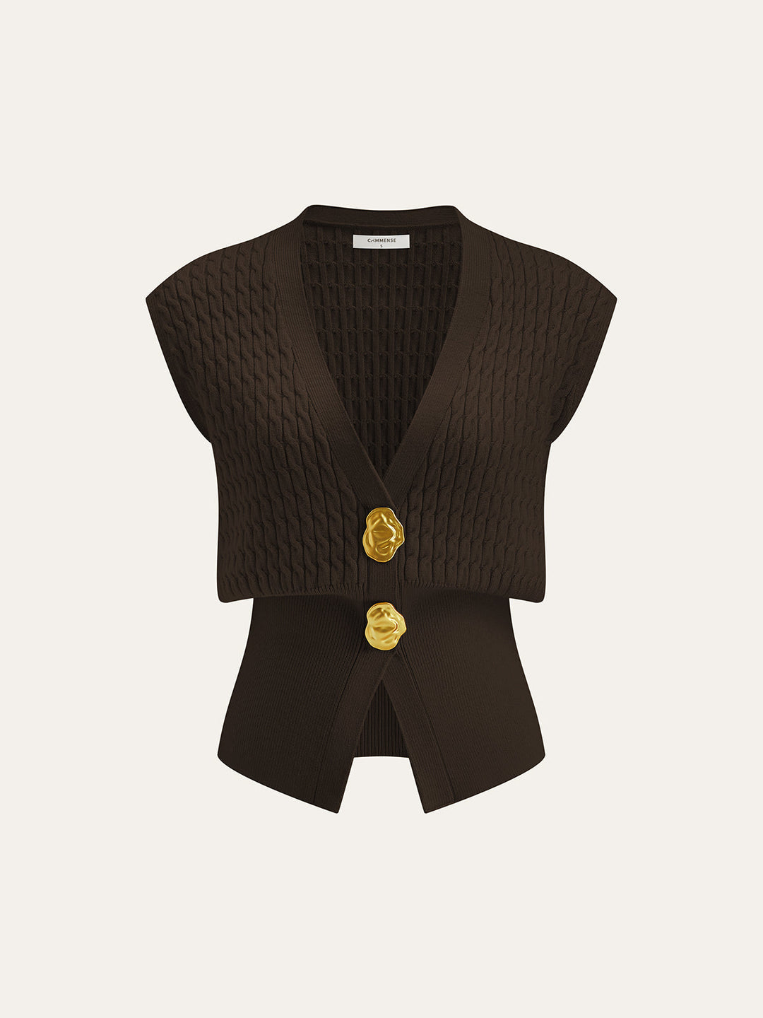 Gilet à col en tricot avec ceinture en métal