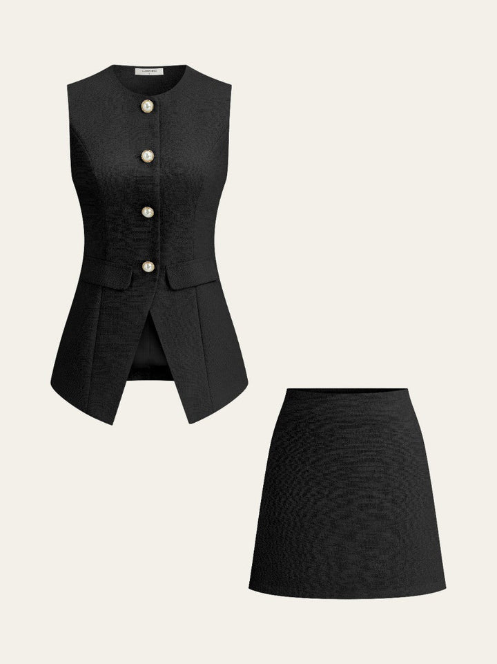 Ensemble Blazer Perle Tweed et Mini-Jupe