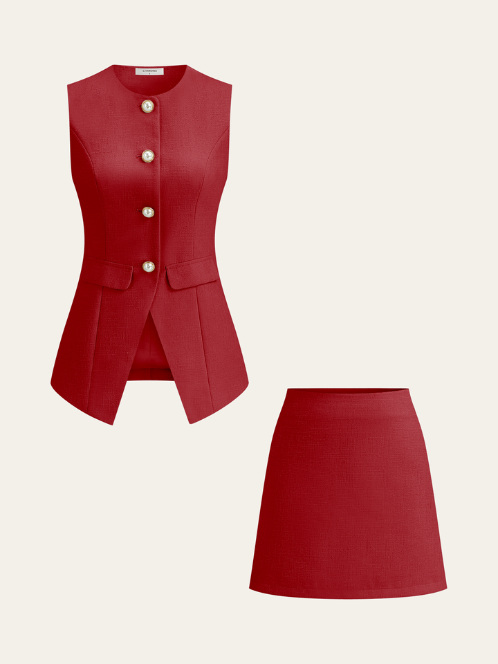 Ensemble Blazer Perle Tweed et Mini-Jupe