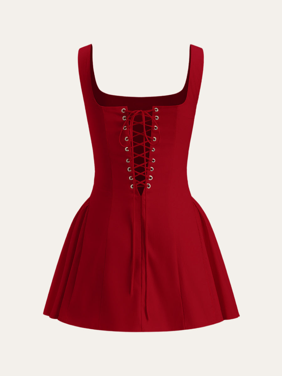 Robe à lacets dos à pois