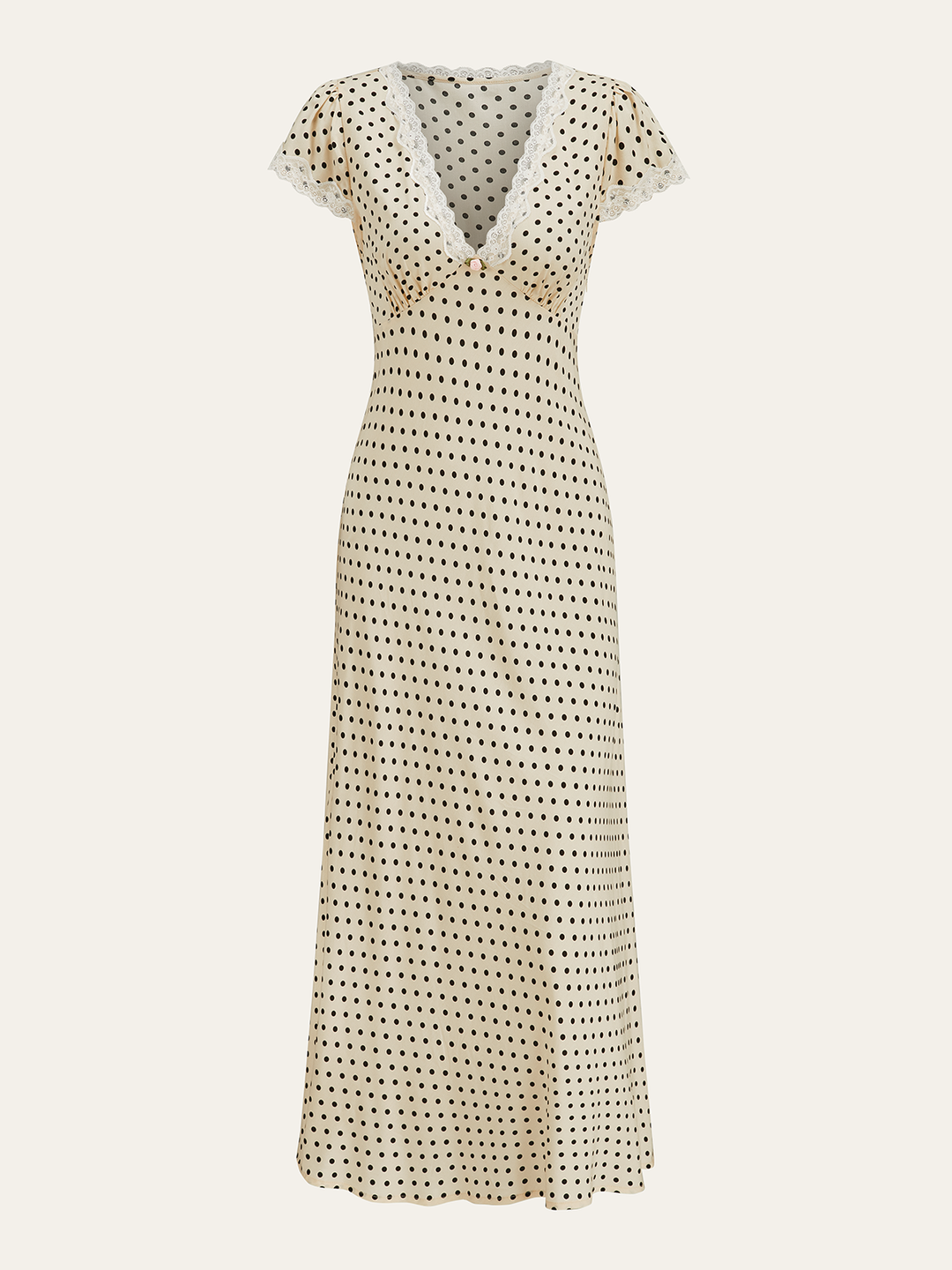 Robe à Pois avec Bordure en Dentelle