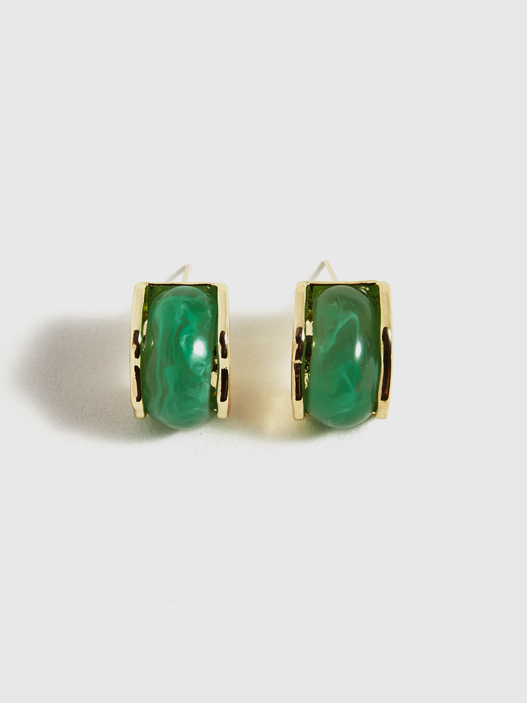 Boucles d'oreilles à effet marbre vert et doré