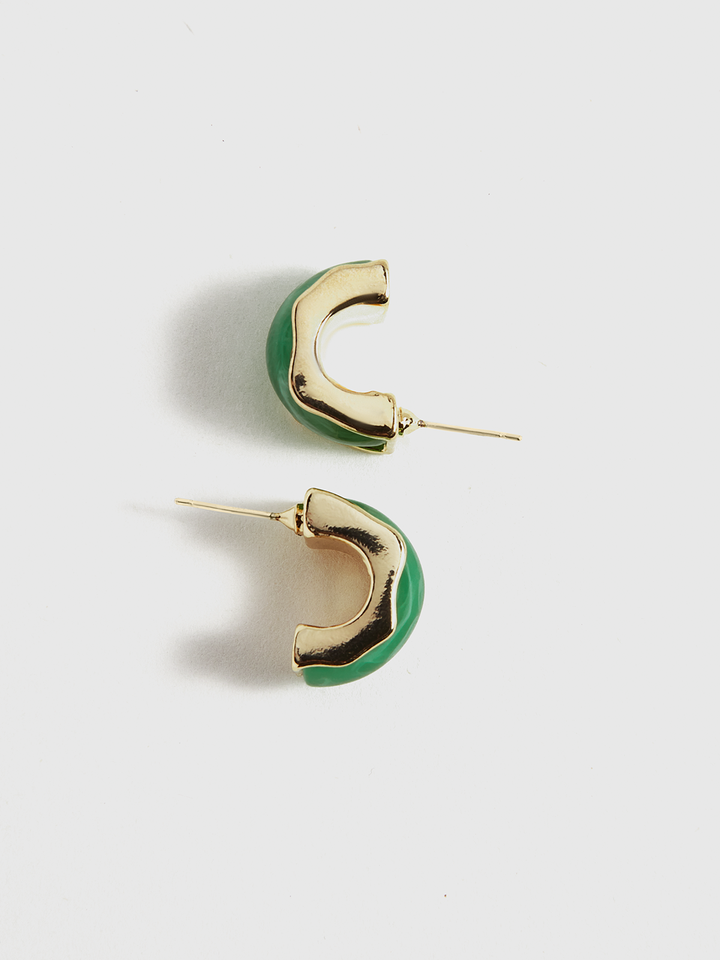 Boucles d'oreilles à effet marbre vert et doré