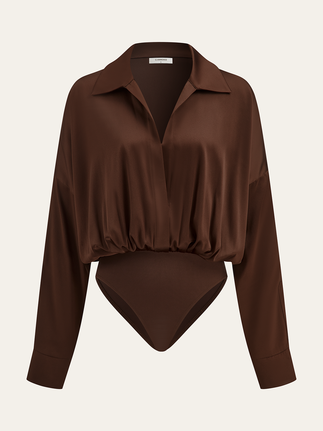 Body à Manches Longues avec Col en Satin