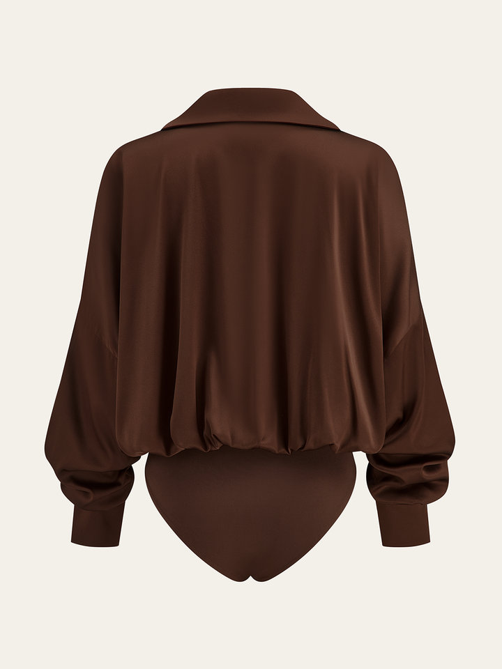 Body à Manches Longues avec Col en Satin